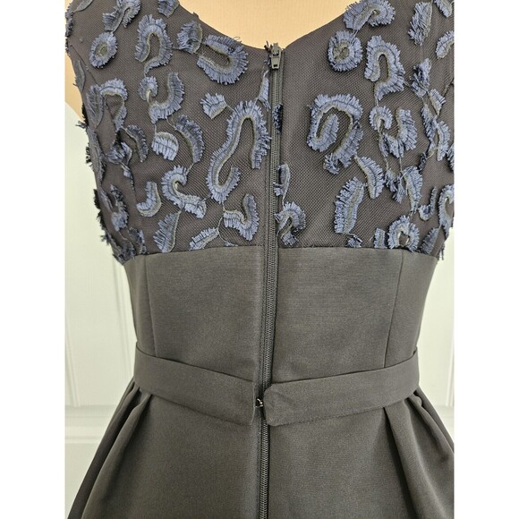 Taylor Black And Cobalt Cocktail Dress Size 2 Pockets And Belt - Picture 8 of 12